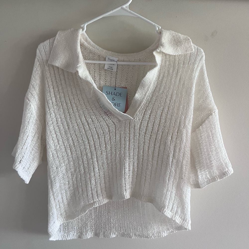 Shade & Shore White Knit Top